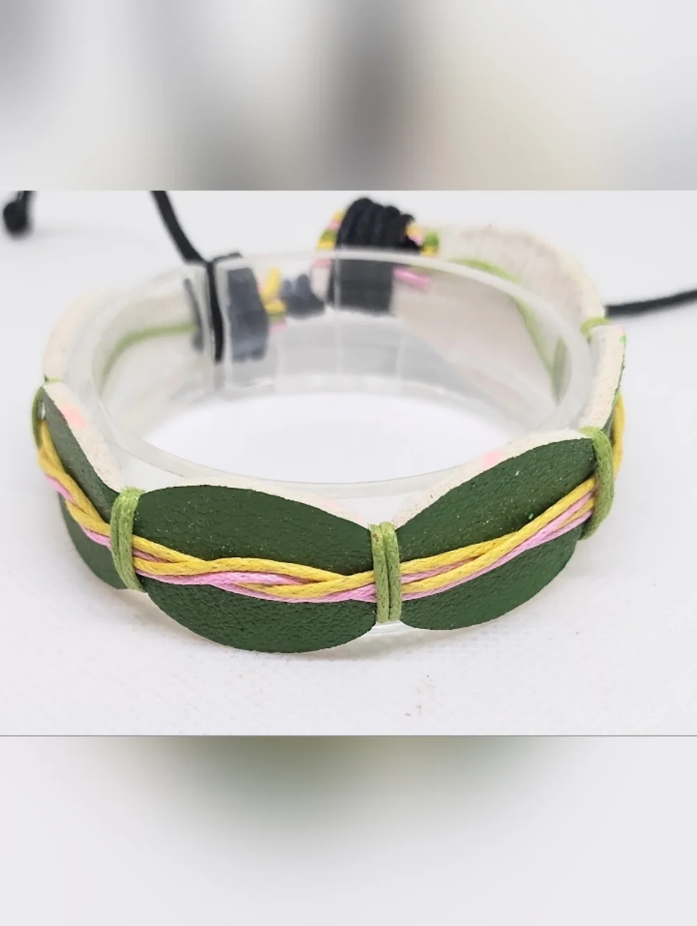 Men's Bracelet Leather Layered Green Jewelry New g2